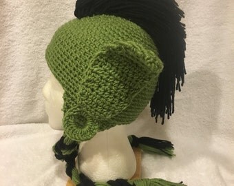 Crochet Elf/Troll Hat in Green and Black