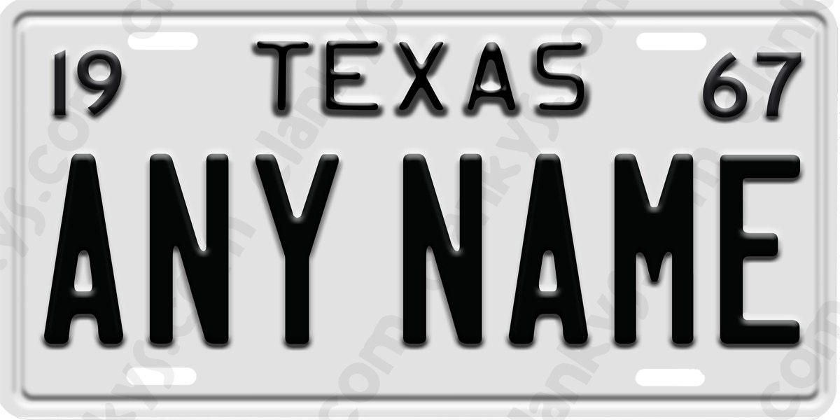 Custom Novelty Texas White License Plate with Any Name you