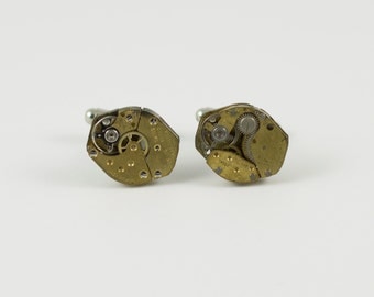 Gold Steampunk Watch Movement Cufflinks