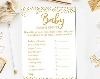 Baby Price Is Right Printable Game Baby Shower Game Printable Gold Baby Shower Games Price is right baby shower game Instant Download BB6
