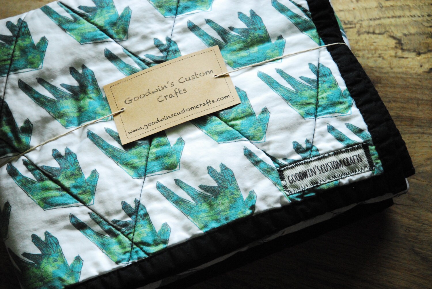SALE Organic Wholecloth Quilt Emerald Green Crystals with