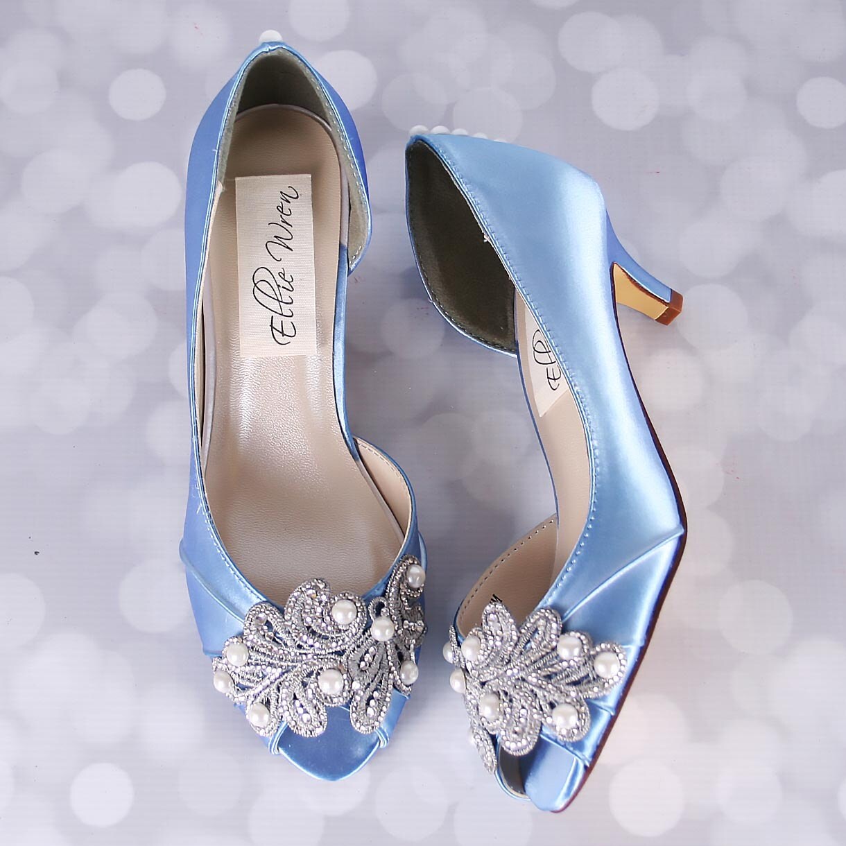 cornflower blue block heels