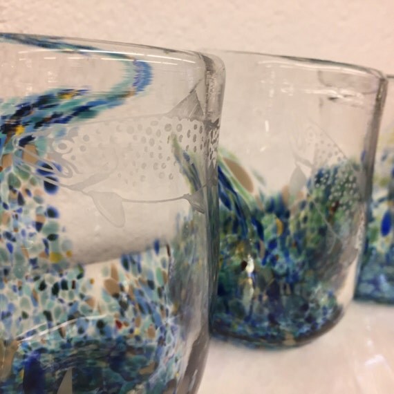 Hand Blown Glasses Yellowstone Trout