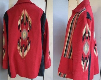 1930s - 1950s SUEDE LEATHER CHIMAYO red wool coat
