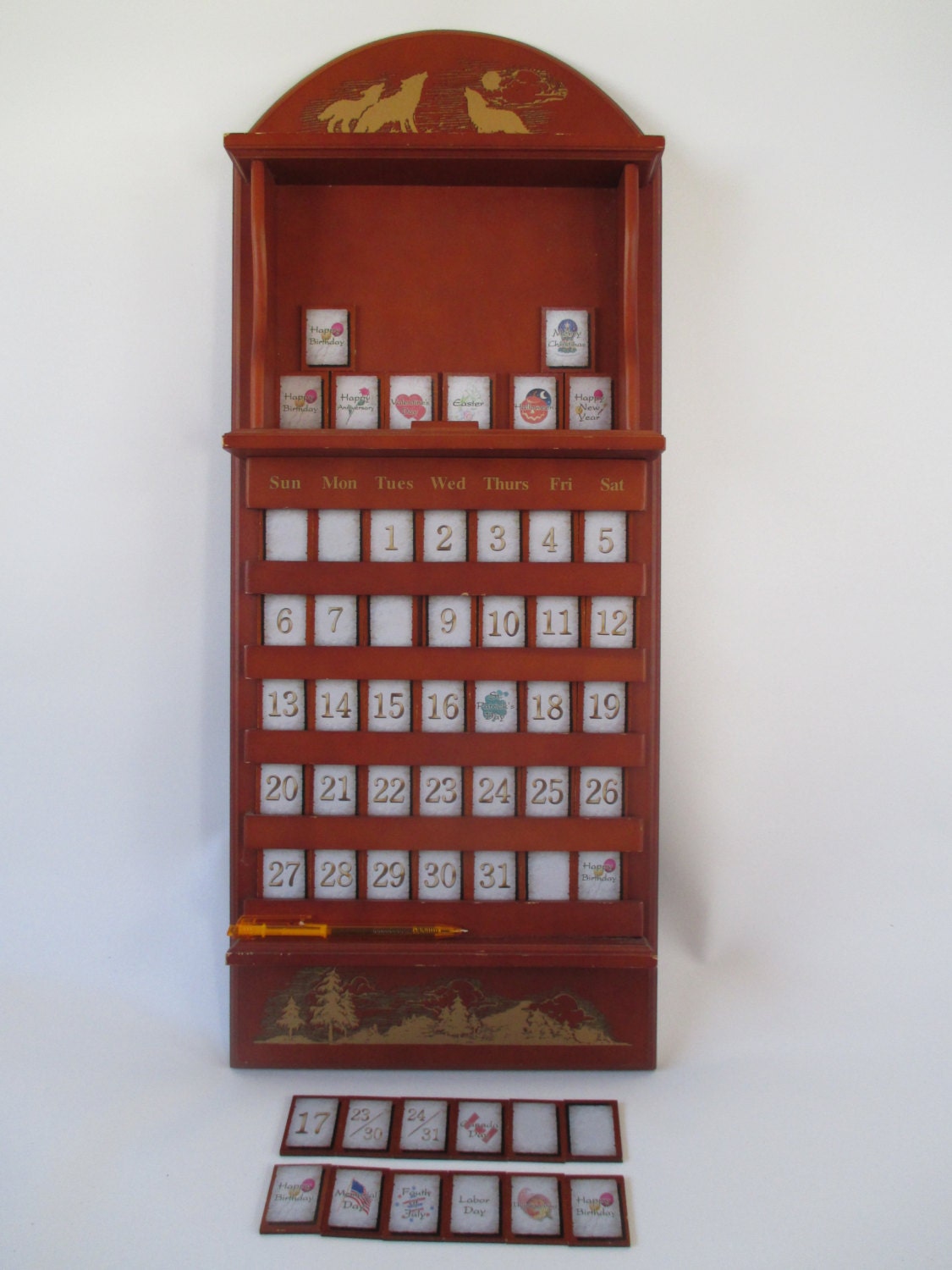Perpetual Calendar Vintage : Perpetual wall calendar vintage wooden tile numbers special Perpetual Calendar Vintage : Perpetual wall calendar vintage wooden tile numbers special