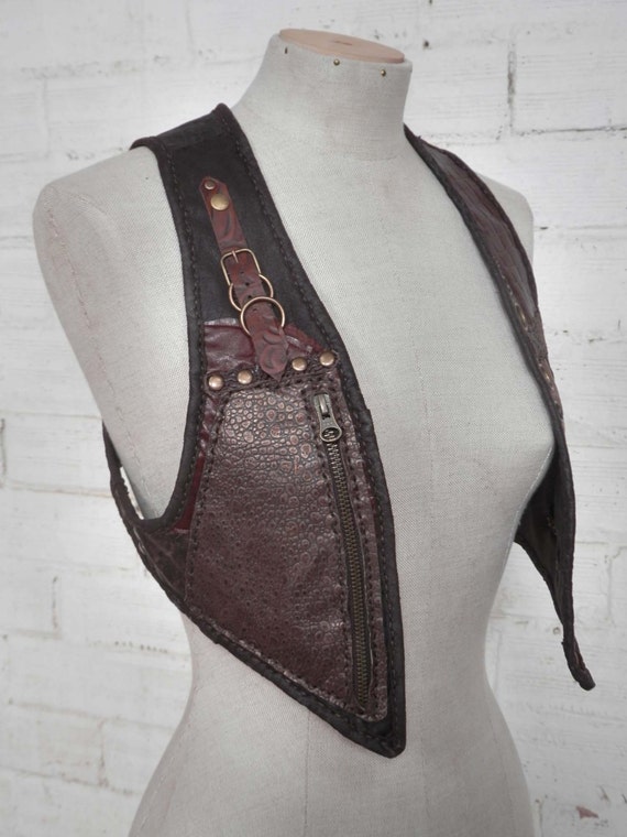 RESERVED FOR VIVSteampunk pirate leather utility vest in