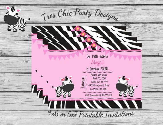 Zebra Invitations pink zebra birthday invitations, birthday invitations, zebra birthday invitations, printable zebra birthday invitation Il_570xn