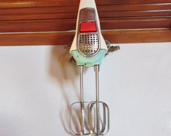 Warning Vintage Turquoise Hand Mixer SALE