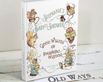 Storybook Baby Shower Guest Book, Wishes for Baby, Advice for Parents - Vintage Beatrix Potter Bring a Book Shower - Personalized Guestbook