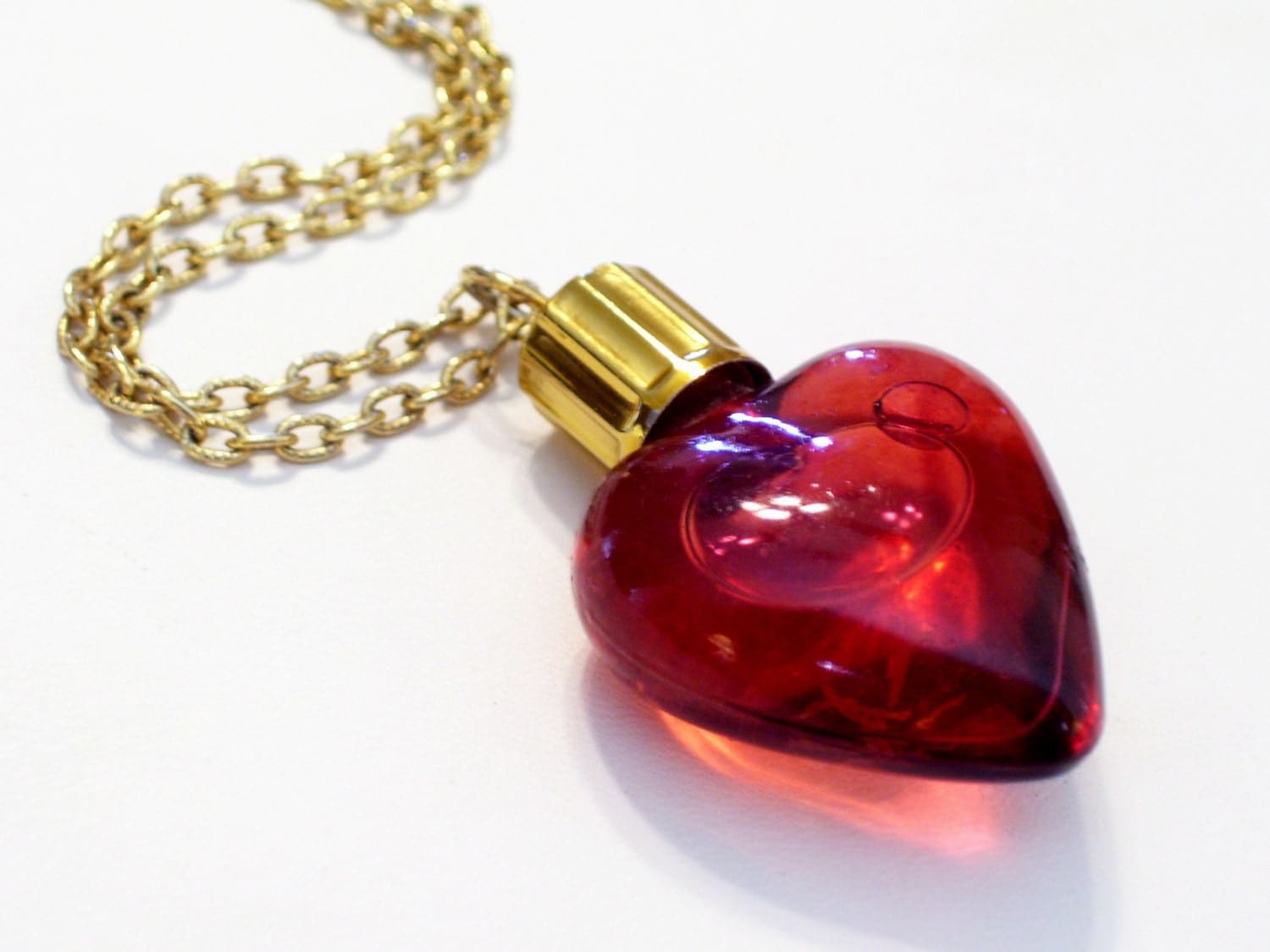 SALE Heart Perfume Vial Rare Vintage Heart Perfume Pendant