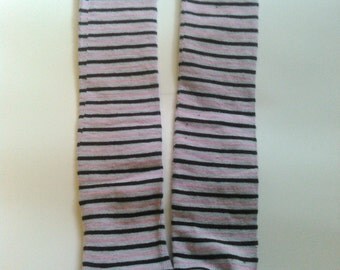 Pink Gray Dark Blue Striped Leg Warmers