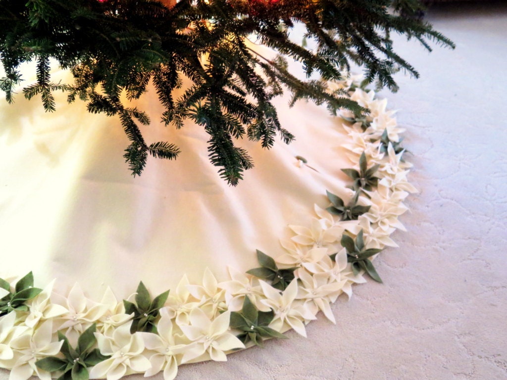 60 christmas tree skirt in ivory felt with hand cut and 60 christmas tree skirt in ivory felt with hand cut and