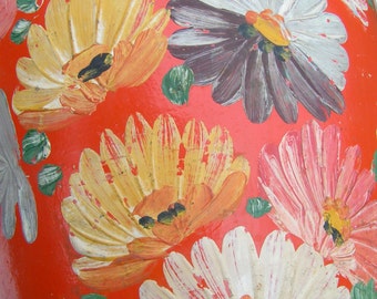 Marked RANSBURG STONEWARE Cookie Jar - no lid - STUNNING hand Painted Flowers