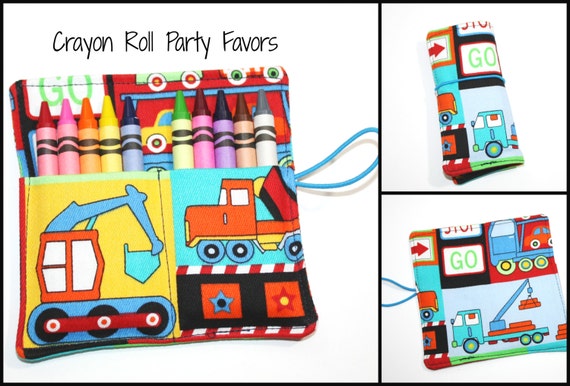 Crayon Rolls Party Favors, Big Trucks, Dump Trucks, Cars, holds 10 Crayons, Monster Trucks Birthday Party Crayon Roll Favors Il_570xn