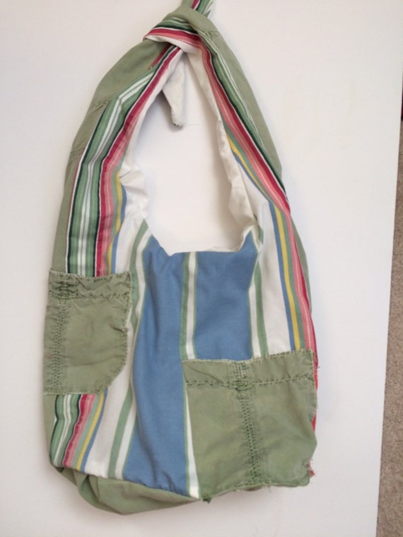 Items similar to Handmade cotton hobo bag with pocket on Etsy