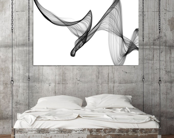 ORL- 7391-1 Rhythm and Flow-22. Abstract Black and White, Unique Wall Decor, Large Contemporary Canvas Art Print up to 72" by Irena Orlov