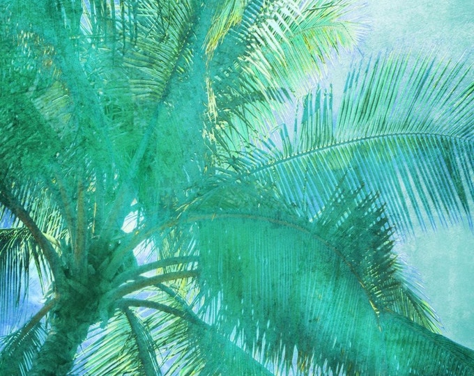 Green Lines. Palm Trees, tropical canvas print by Irena Orlov
