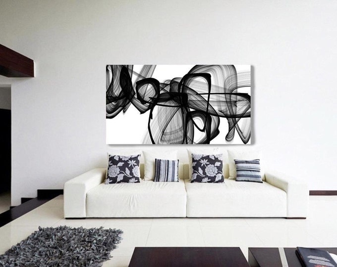 I Exist. Abstract Black and White, Contemporary Unique Abstract Wall Decor, Large Contemporary Canvas Art Print up to 72" by Irena Orlov