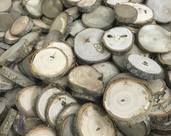SALE! 1"-2.25+" - 100 Qty. 1/4" thick Natural Wood Slice Circles - Variety Pack - TREASURY ITEM -Displays, Supply, Weddings