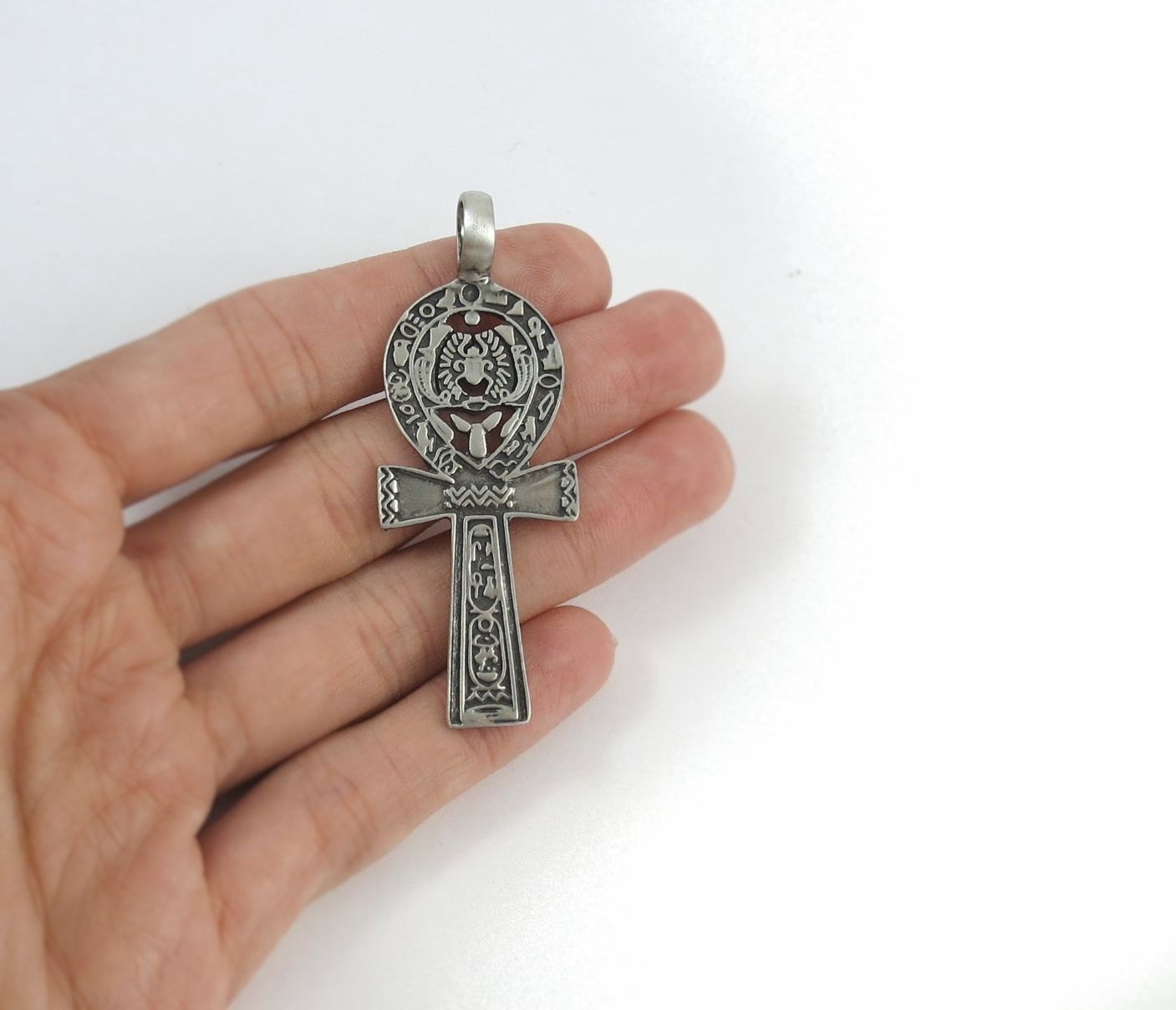 Large Ankh Necklace Silver Key of Life Cross by StormyRoad