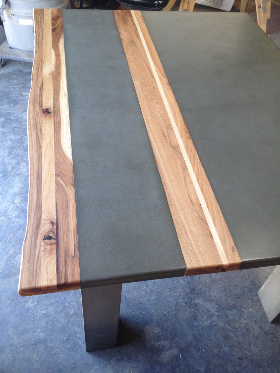 Concrete Wood & Steel Dining Kitchen Table