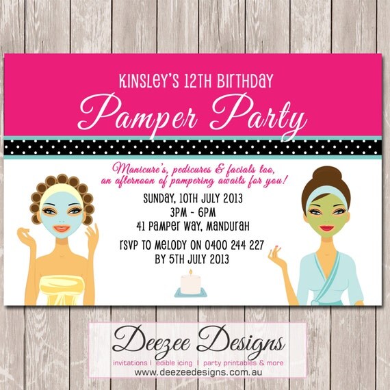 Pamper Spa Party Personalised Birthday Invitation - YOU PRINT by Deezee ...