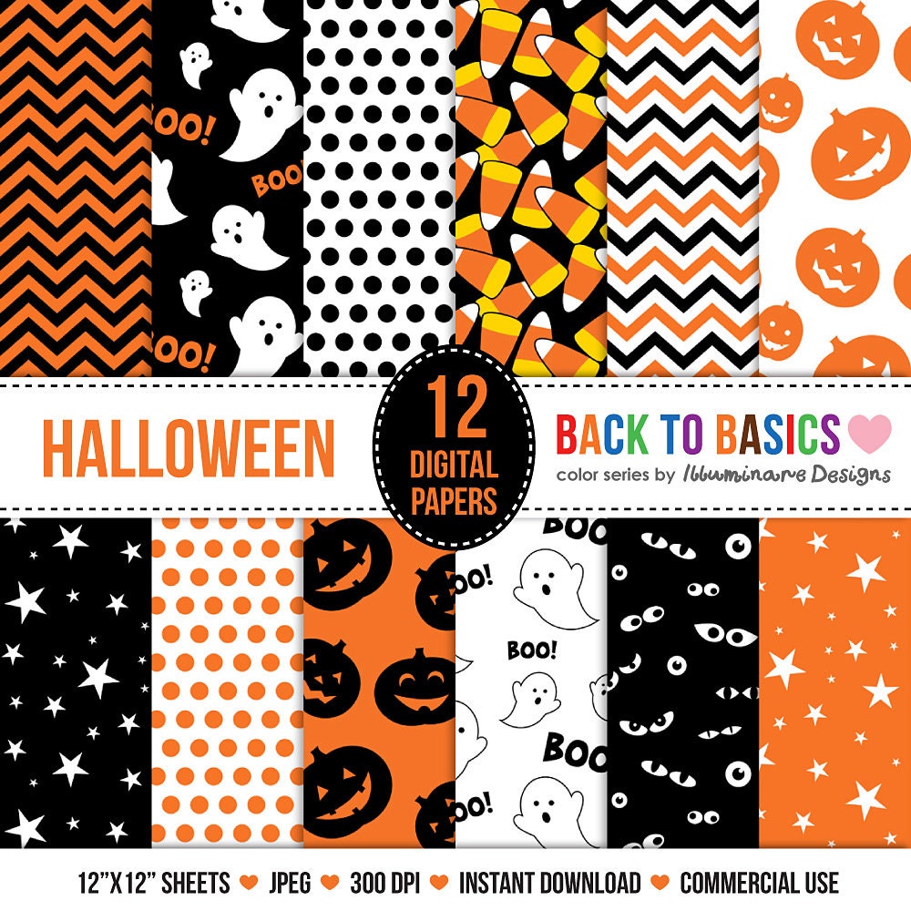 Cute Halloween Digital Paper Sale Halloween Scrapbook Paper