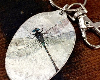 Dragonfly Spoon Keychain, Silverware Jewelry, dragonfly gift for friend, mom, sister, Silverware Jewelry, Inspiring Gift by Kyleemae Designs