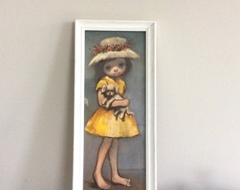 Vintage Big Eyes By Ozz Franca Girl With Dog