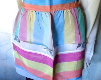 Vintage Striped Taffeta Apron in Mint Condition
