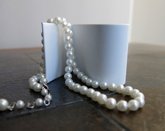 Knotted white, pink, yellow or peach Swarovski pearl necklace