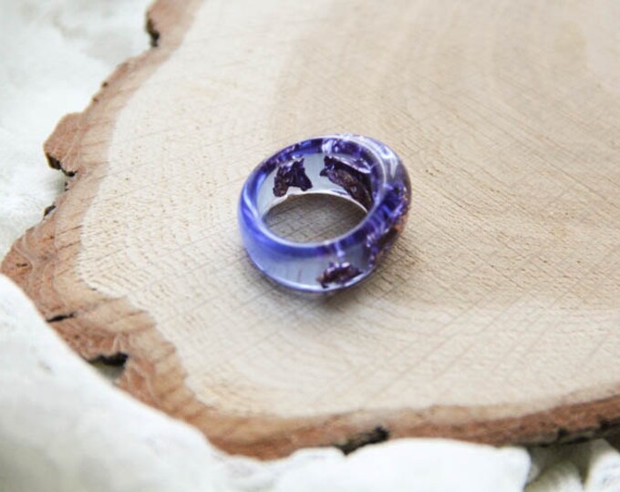 Navy Blue Resin Ring With Copper Flakes, Epoxy Geometric Ring, Transparent Simple Ring, Unique Resin Ring, Modern Material, Anniversary Ring