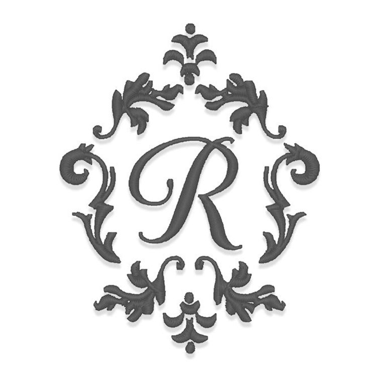 Damask Monogram Frame Embroidery Design Instant by boutiquefonts