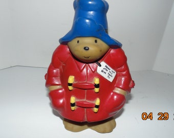Vintage Paddington bear plastic piggy coin bank 1995