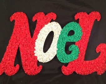 Vintage Melted Plastic Popcorn NOEL Christmas decoration Xmas 20"
