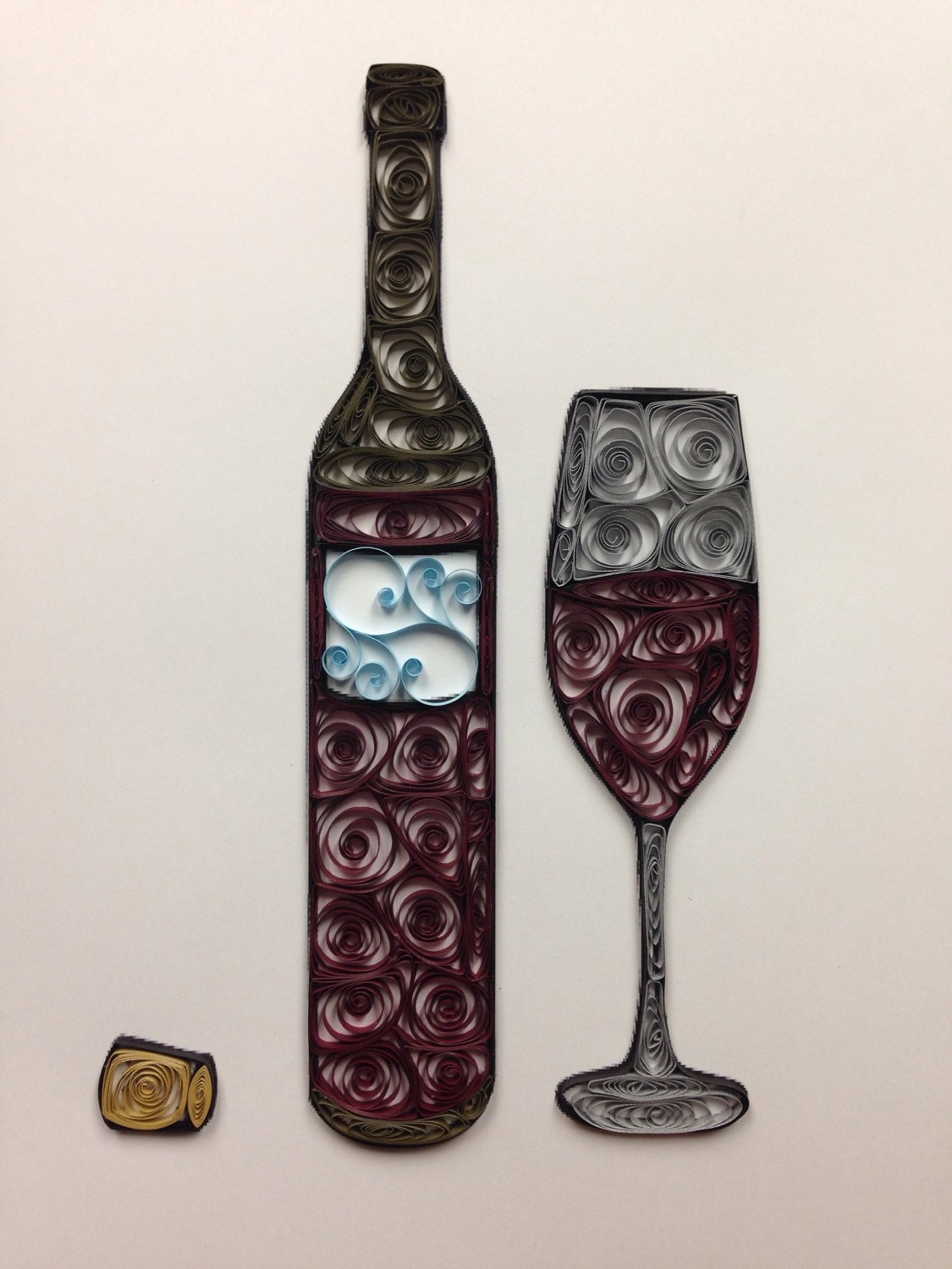 Quilling Wine Quilled Art Wine Bottle Framed 8x10