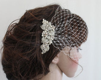 Ivory birdcage veil,Wedding birdcage,Birdcage fascinator,Birdcage veil bridal,Blusher veil,Wedding veil,Birdcage veil,Wedding Fascinator