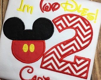 Boys second birthday mickey mouse im twodles shirt