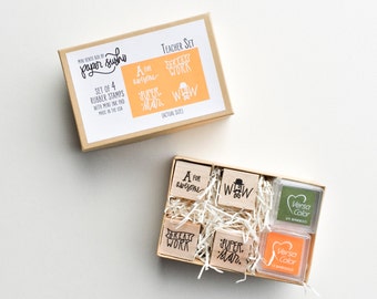 Teacher Stamp Set - Teacher Gift Set - Hand lettered and hand drawn set of mini stamps for teachers - gift for teachers teacher gifts F0004