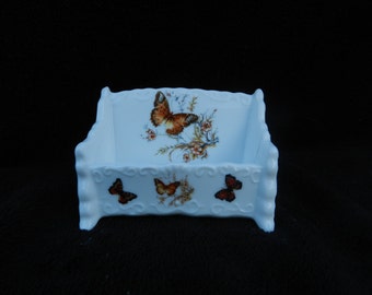 Business Card Holder: Hand decorated Porcelain