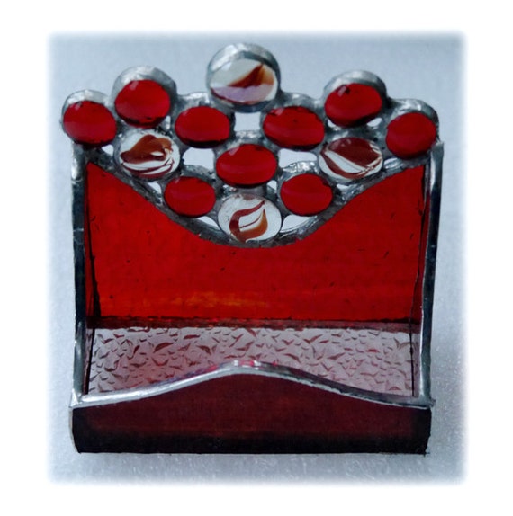 Stained Glass Red Business Card Holder handmade