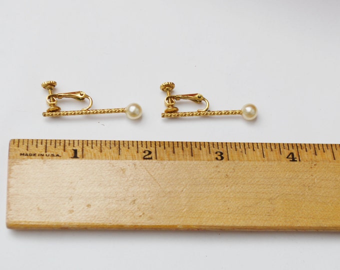 Napier Gold and Pearl Earrings clip on earrings
