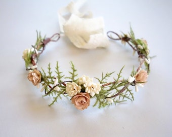 Flower Girl Crown, Blush Wedding, Flower Crown, Bridal Shower, Maternity Photo Shoot, Flower Crown, Headdress, Boho Wedding, DUSTY ROSE