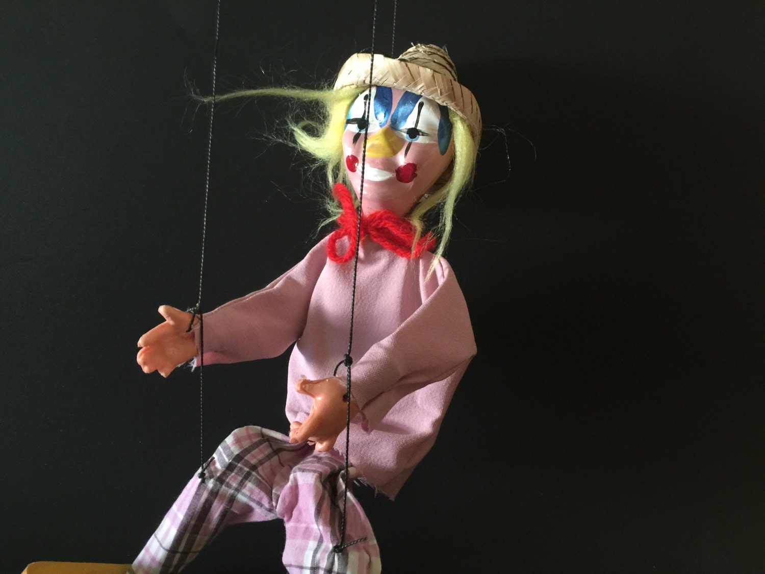 Vintage Clown String Puppet Mexican by LupeandRomeo