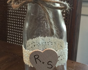 15 Milk bottle vase Rustic wedding centerpiece vase barn country tree branch flower vase