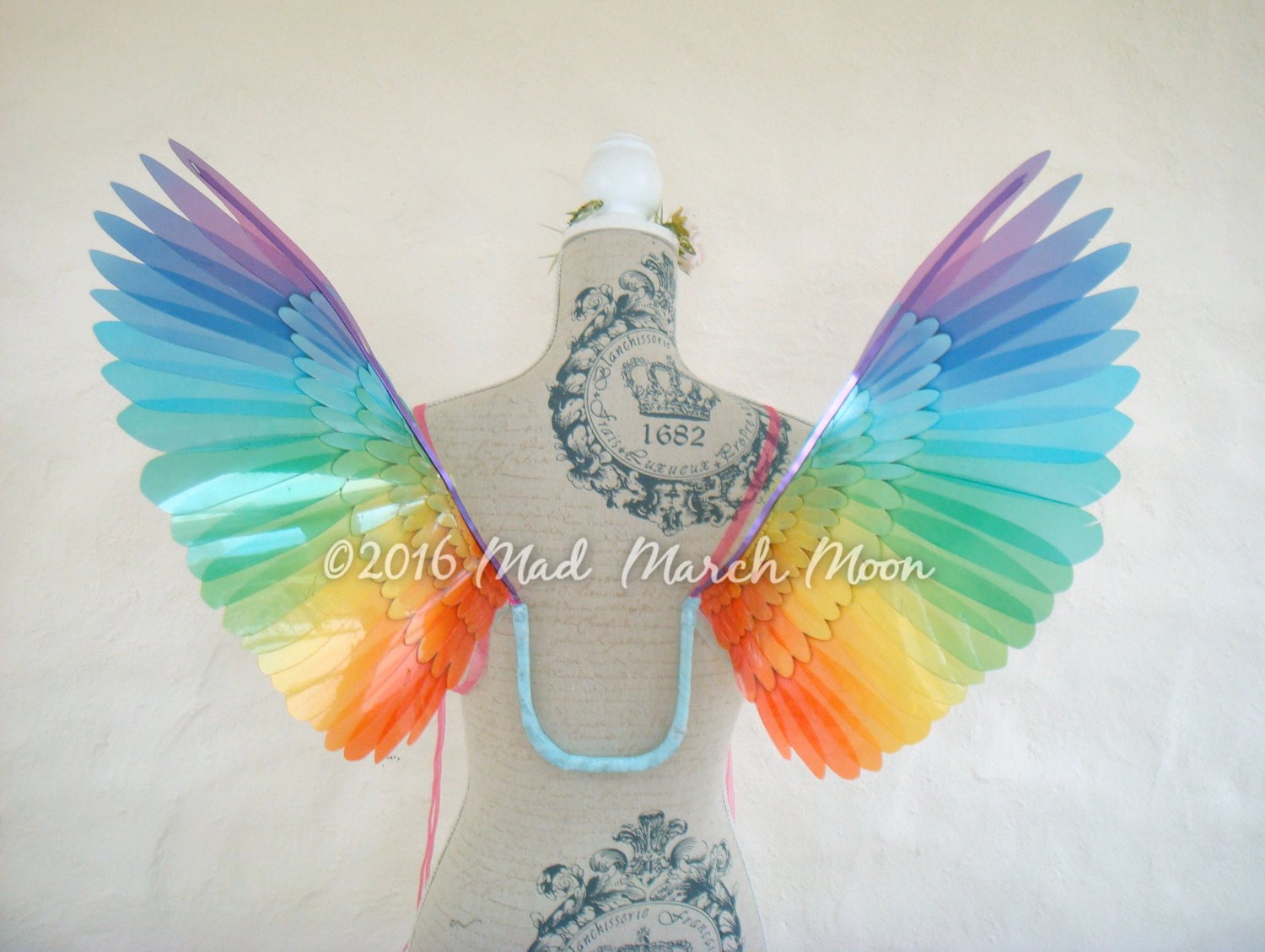 Wearable Bird wings rainbow small size. Transparent rainbow