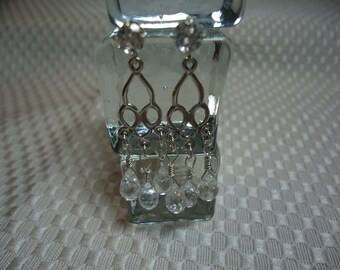 White Topaz Chandelier Style Earrings in Sterling Silver 1795