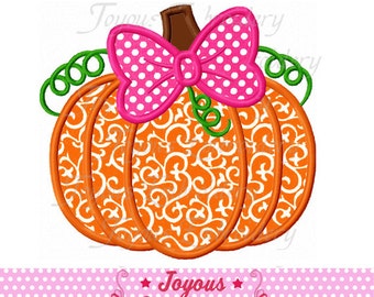 Instant Download Thanksgiving Pumpkin With Bow Applique Embroidery Design NO:1817