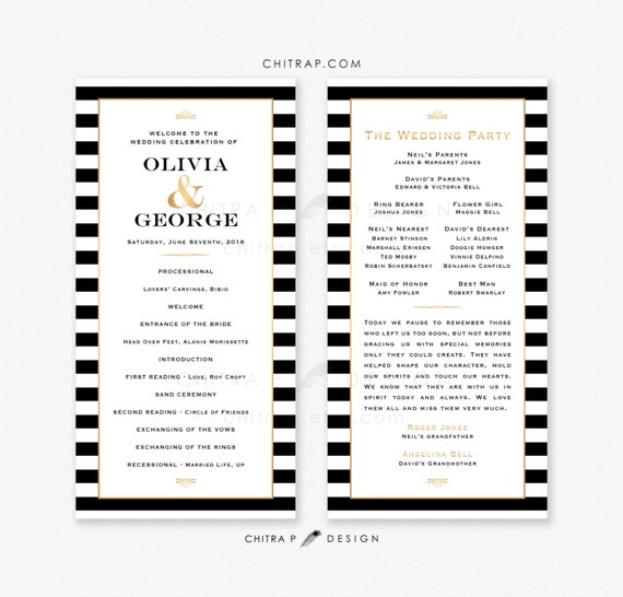Items Similar To Black White Wedding Program Or Menu Card Items Similar To Black White Wedding Program Or Menu Card