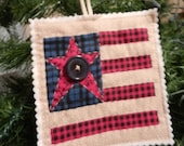 Quilted Folk Art Flag Button Ornament